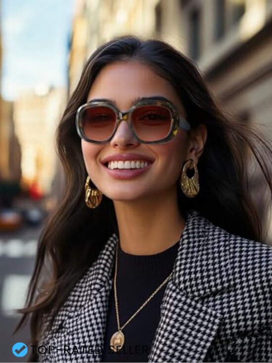 Oversized Oval Square Sunglasses Women Retro Vintage Huge Big Shades Large Frame main image 5